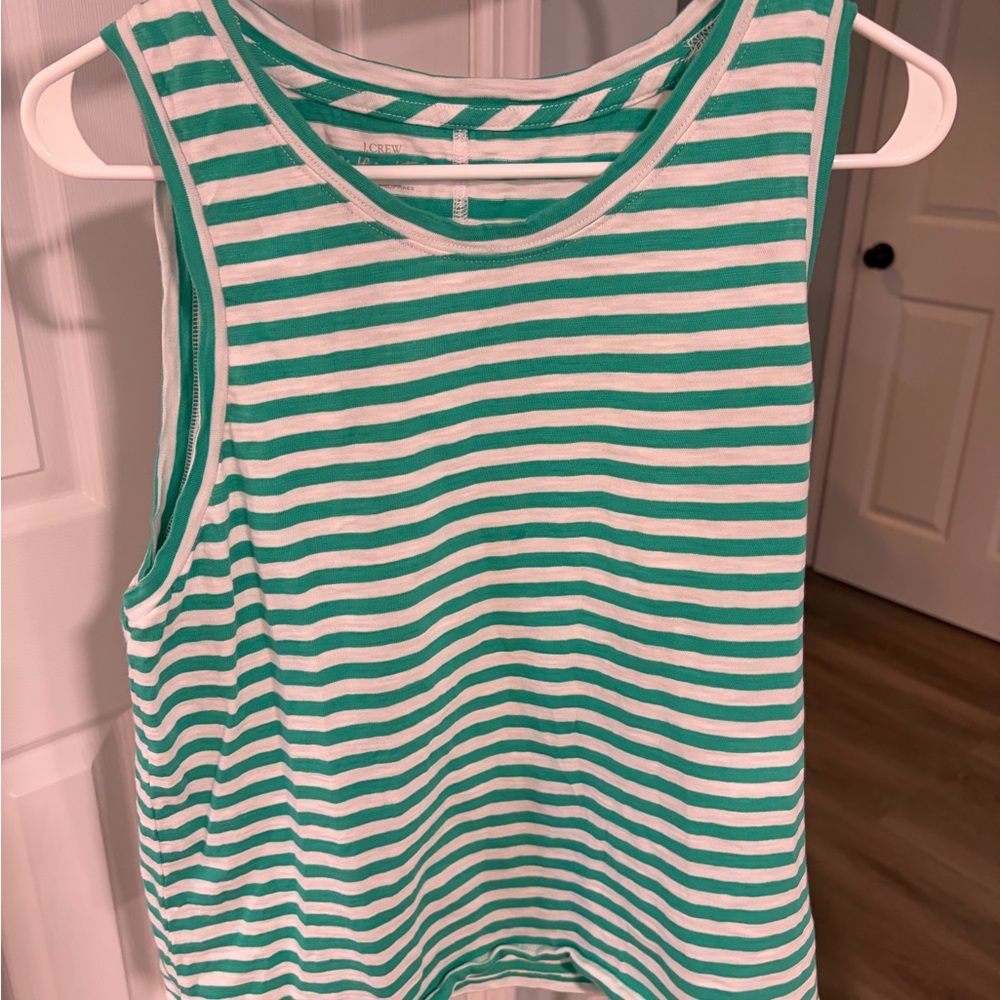 J. Crew Green and White Striped Tank never worn